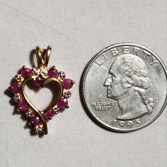 Ross Simons Ruby Diamond Heart Gold Vermeil Sterling silver Pendant - Picture 6 of 7